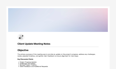 Client Update Meeting Notes Template