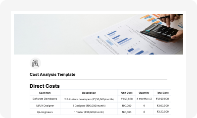 Cost Analysis Template